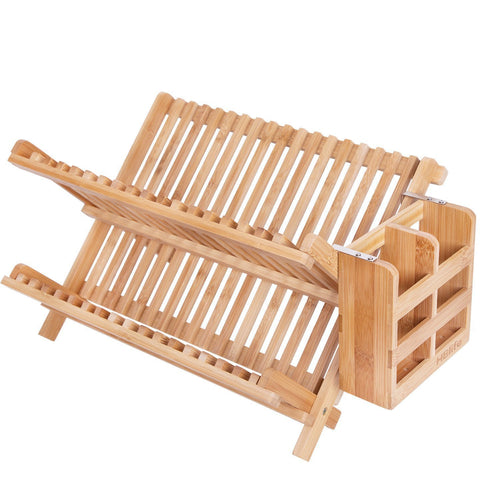 Bamboo Folding Dish Rack for Kitchen Organization